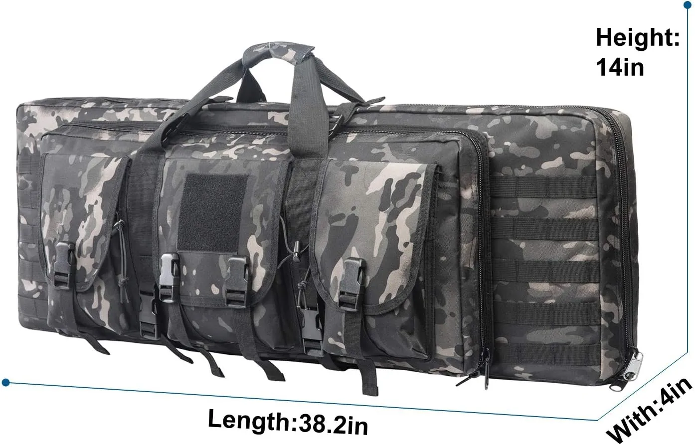 Double Rifle Bag Firearm Transportation Long rifle Case Outdoor GUN Cases Water Dust Resistant Gun Bag for Tactical, Hunting, training, CS,Available Length in 32",38",42",48"
