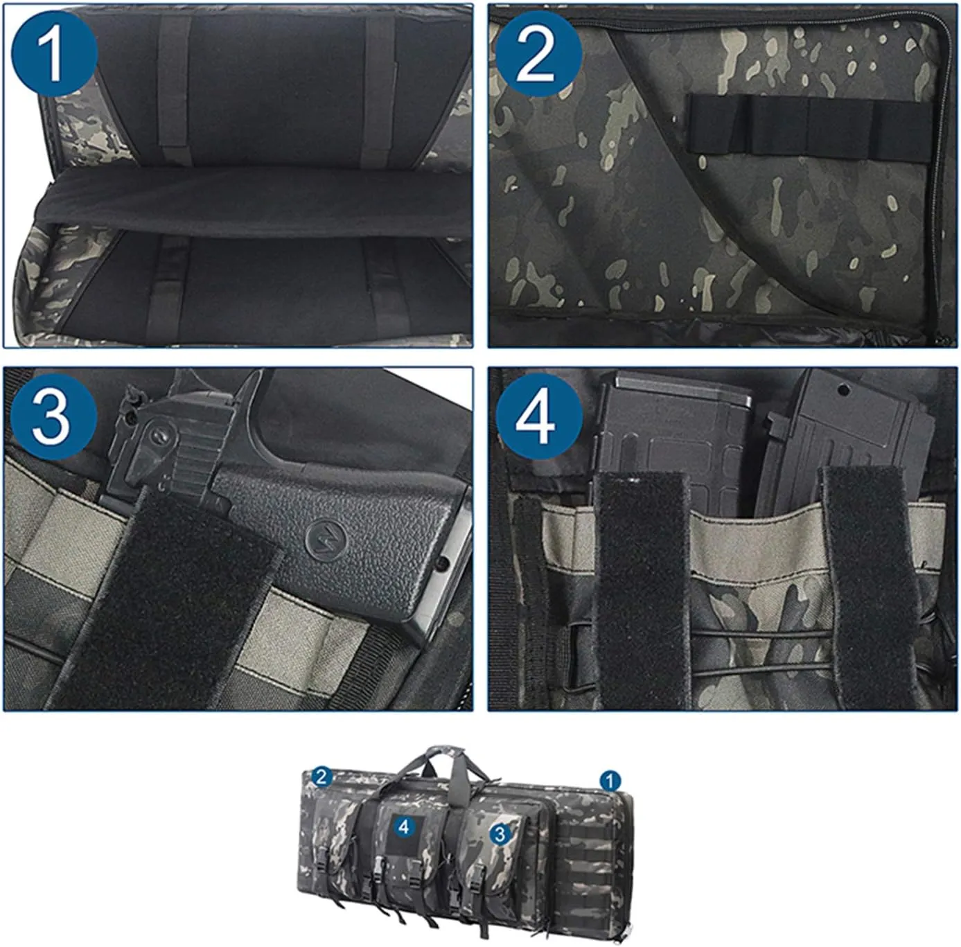 Double Rifle Bag Firearm Transportation Long rifle Case Outdoor GUN Cases Water Dust Resistant Gun Bag for Tactical, Hunting, training, CS,Available Length in 32",38",42",48"