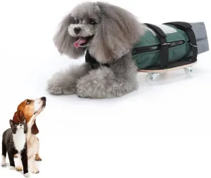 Drag Bag for Disabled Dogs,Dog Protect Bag with Wooden Scooter for Indoor and Outdoor,Dog Wheelchair Alternative for Paralyzed Pets Protects Chest and Limbs|Green (L)