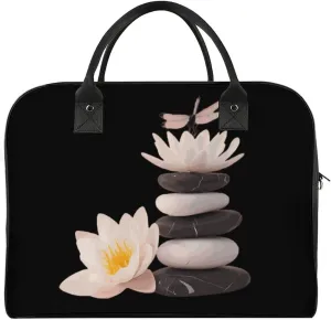 Dragonfly with Water Lily Travel Duffel Bag Weekender Overnight Shoulder Bags Luggage Carrying Tote for Men Women