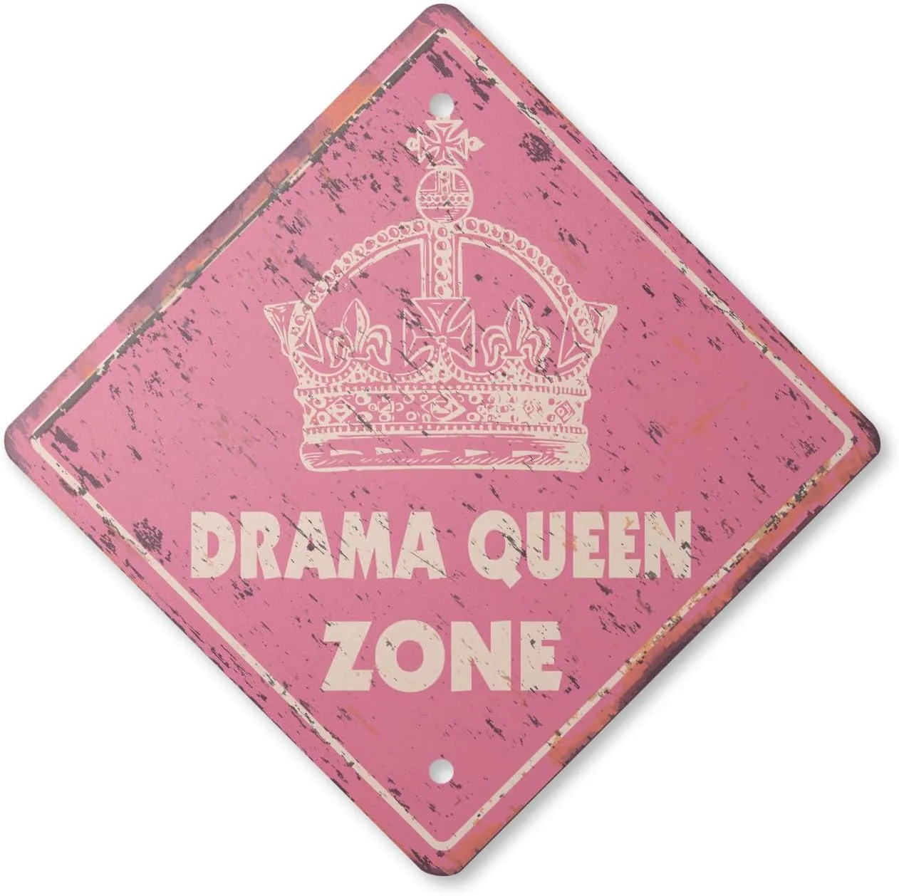 Drama Queen Vintage Crossing Sign Zone Xing | Indoor/Outdoor Plastic | 17" Tall Rustic Bitch Dairy Queen Girl