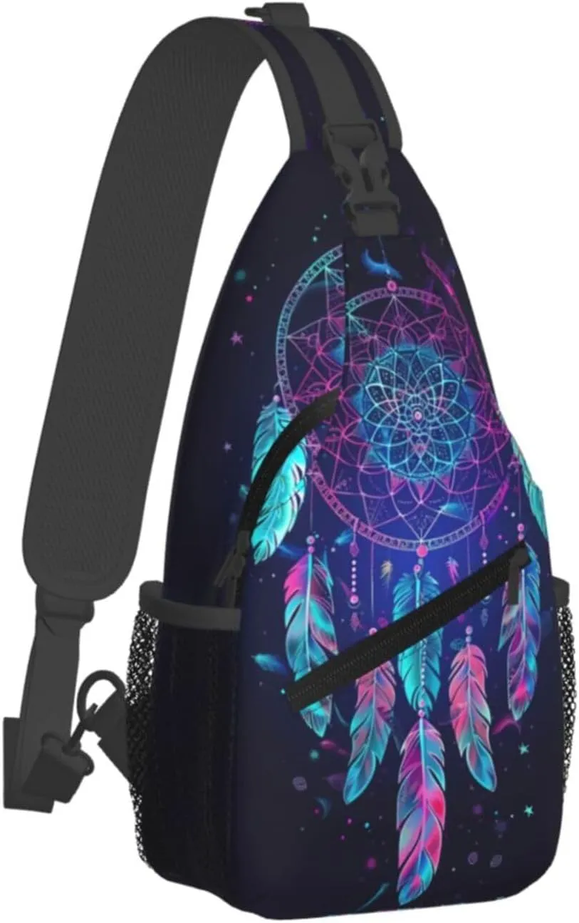 Dream Catcher Sling Backpack Chest Bag Crossbody Shoulder Bag Gym Cycling Travel Hiking Daypack For Men Women