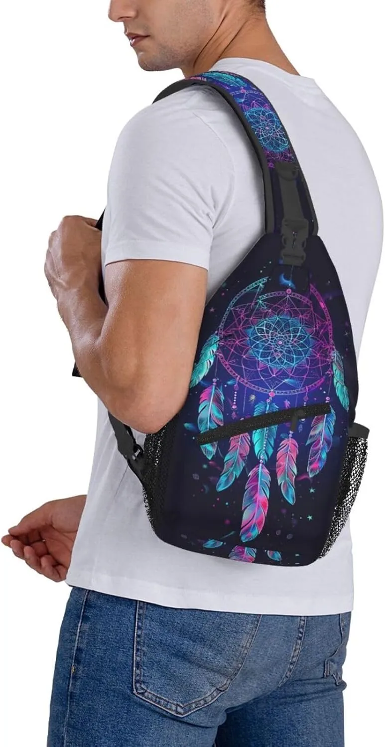 Dream Catcher Sling Backpack Chest Bag Crossbody Shoulder Bag Gym Cycling Travel Hiking Daypack For Men Women