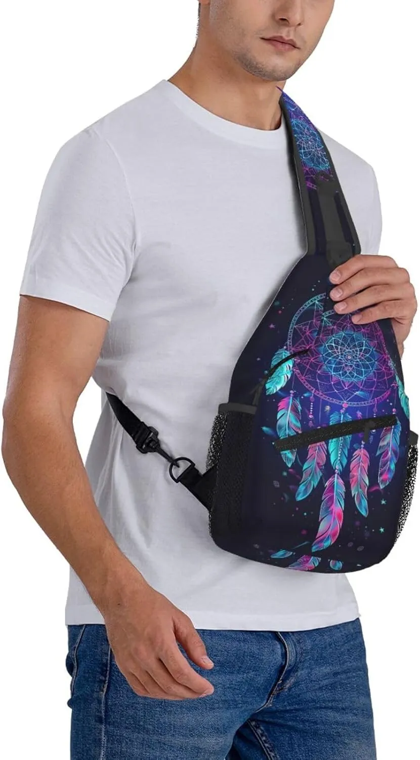 Dream Catcher Sling Backpack Chest Bag Crossbody Shoulder Bag Gym Cycling Travel Hiking Daypack For Men Women