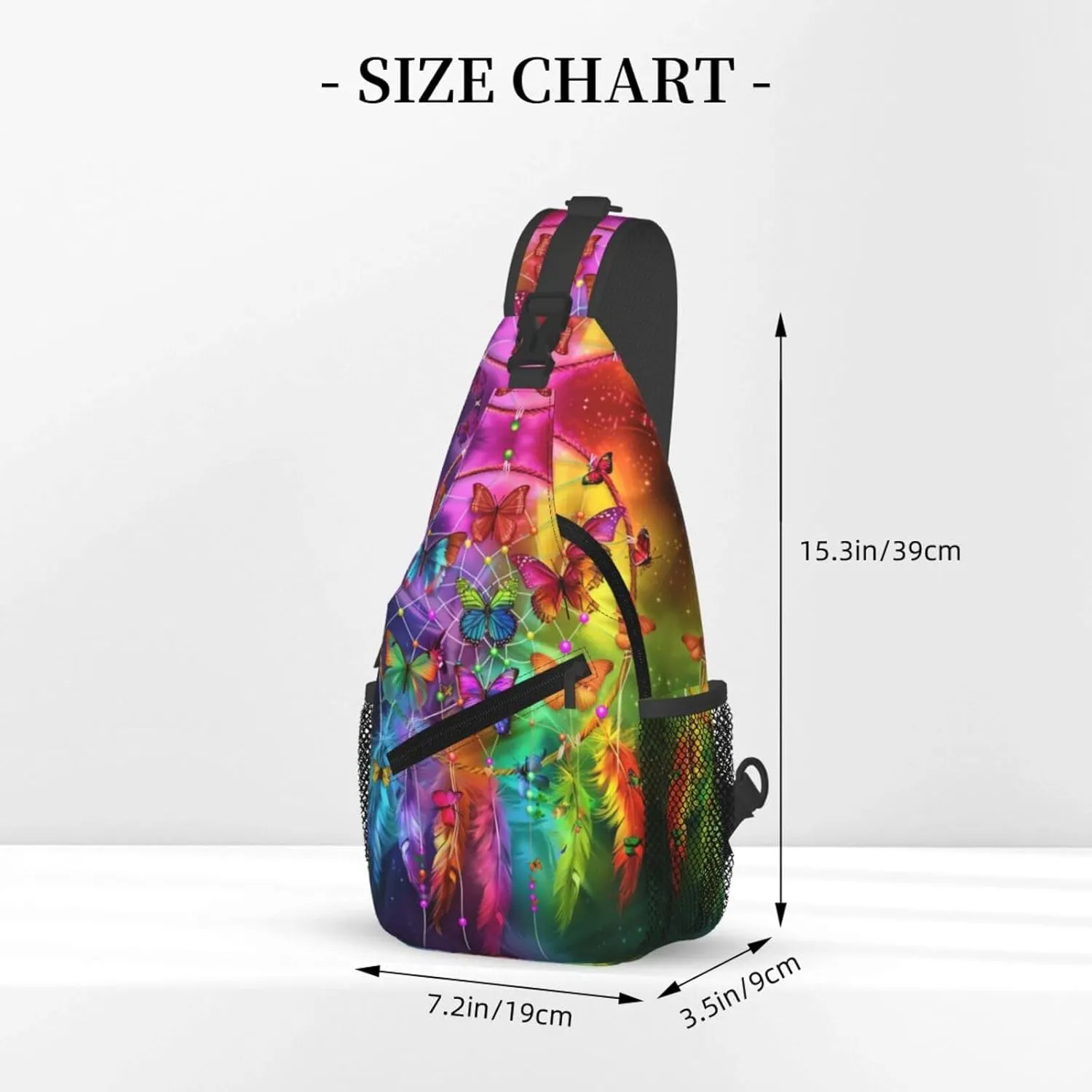 Dream Catcher With Colorful Butterfly Sling Backpack Chest Bag Crossbody Shoulder Bag Gym Cycling Travel Hiking Daypack For Men Women