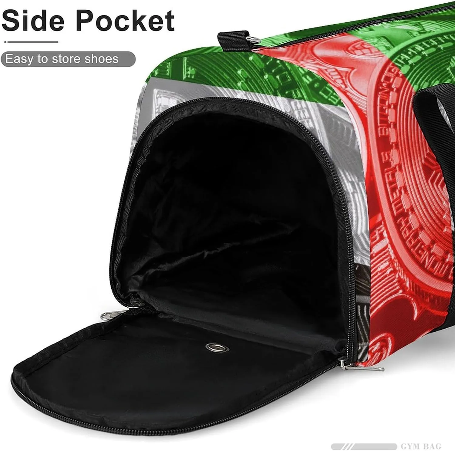 Duffel Bag with United Arabb Emirates Flag Bitcoin for Women Men Shoe Compartment Travel Weekender