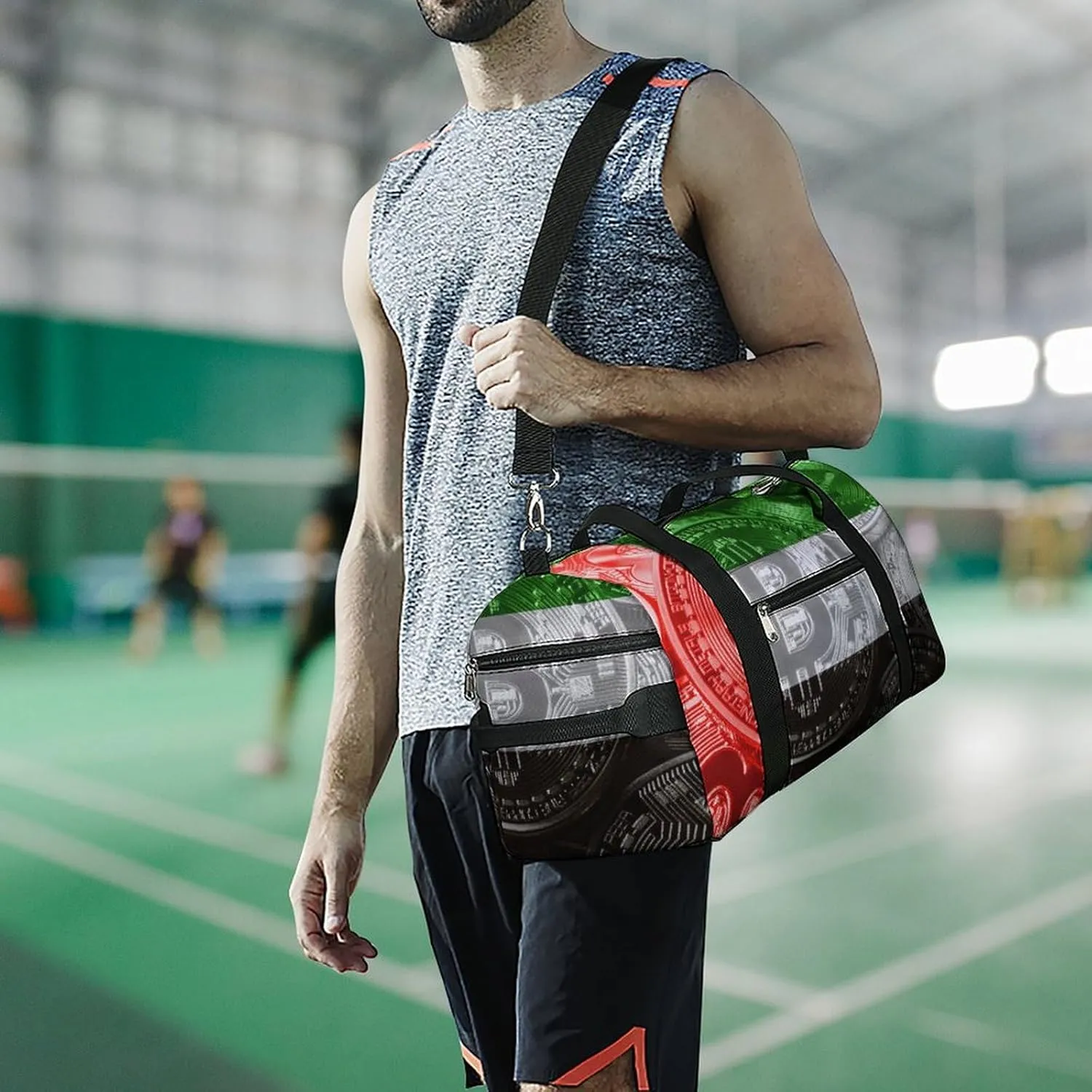 Duffel Bag with United Arabb Emirates Flag Bitcoin for Women Men Shoe Compartment Travel Weekender