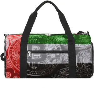 Duffel Bag with United Arabb Emirates Flag Bitcoin for Women Men Shoe Compartment Travel Weekender