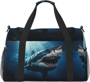 Duffle Bag for Travel, 3D Realistic Shark Weekender Overnight Duffel Bag, Carry On Bag Gym Bag for Women Men, Personal Item Travel Bag