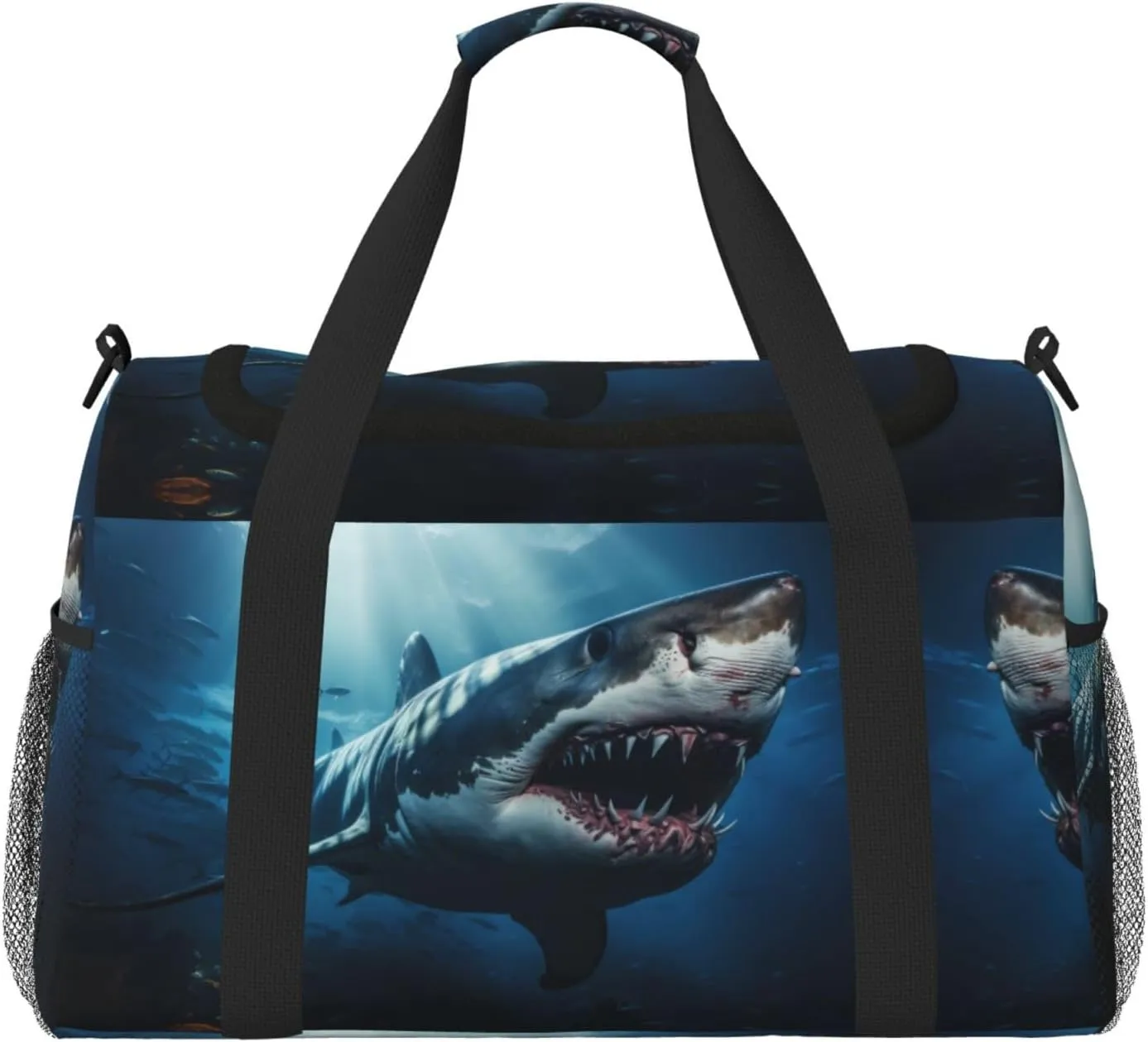 Duffle Bag for Travel, 3D Realistic Shark Weekender Overnight Duffel Bag, Carry On Bag Gym Bag for Women Men, Personal Item Travel Bag