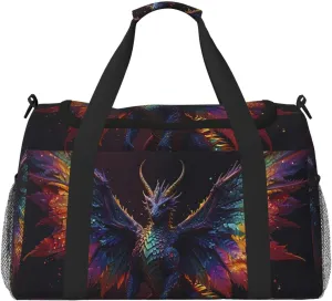 Duffle Bag for Travel, Rainbow Wings Majestic Dragon Weekender Overnight Duffel Bag, Carry On Bag Gym Bag for Women Men, Personal Item Travel Bag