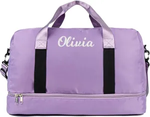 Duffle Bag for Women Girls Personalized Overnight Weekender Duffle with Name, Custom Honeymoon Travel Bag for Wedding - Waterproof & Trolley Case Sleeve，Embroidered Bridesmaid Proposal Bag