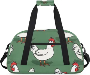 Duffle Bag Rooster Cartoon Yard Animal Gym Bag Travel Bag Luggage Bag Waterproof Lightweight Sports for Dance Gymnastics Cheers Soccer Wrestling Hospital, for Weekender Overnight