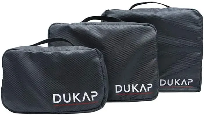 DUKAP 3 Piece Travel Organizer Set with Double Zipper, Lightweight Luggage Toiletry Bag with Webbing Handle and Mesh top, Grey
