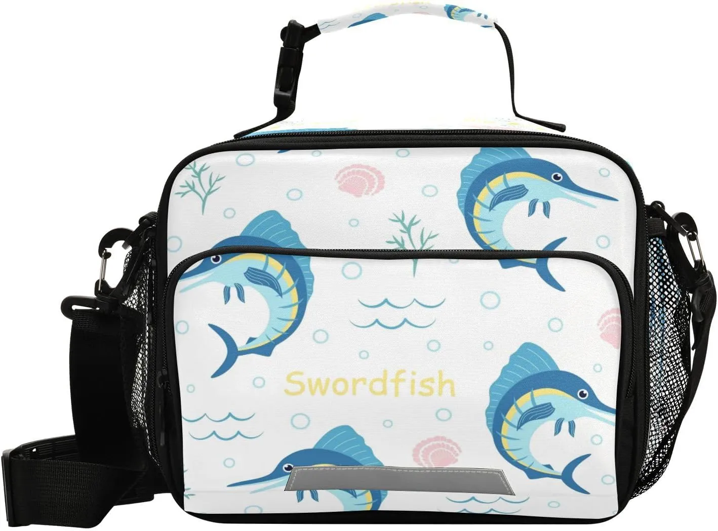 Dussdil Swordfish Seaweed Shell Kid's Lunch Bags for Boys Girls Lunch Bag Insulated Thermal Cooler Bags Reusable Organizer Tote Lunch Box with Adjustable Shoulder Strap for School Picnic Beach