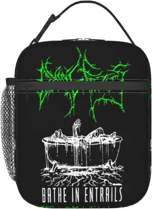 Dying Musics Fetus Band Lunch Bag Portable Insulated Lunch Box Large Capacity Tote Bag Zipper Net Pocket 10 L X 4 W X 8 H inches