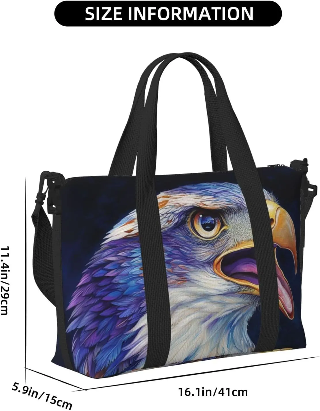 eagle print Travel Duffel Bag, Sports Tote Gym Bag, Swim Pool Bag Large Shoulder Tote Bag for Beach Weekender