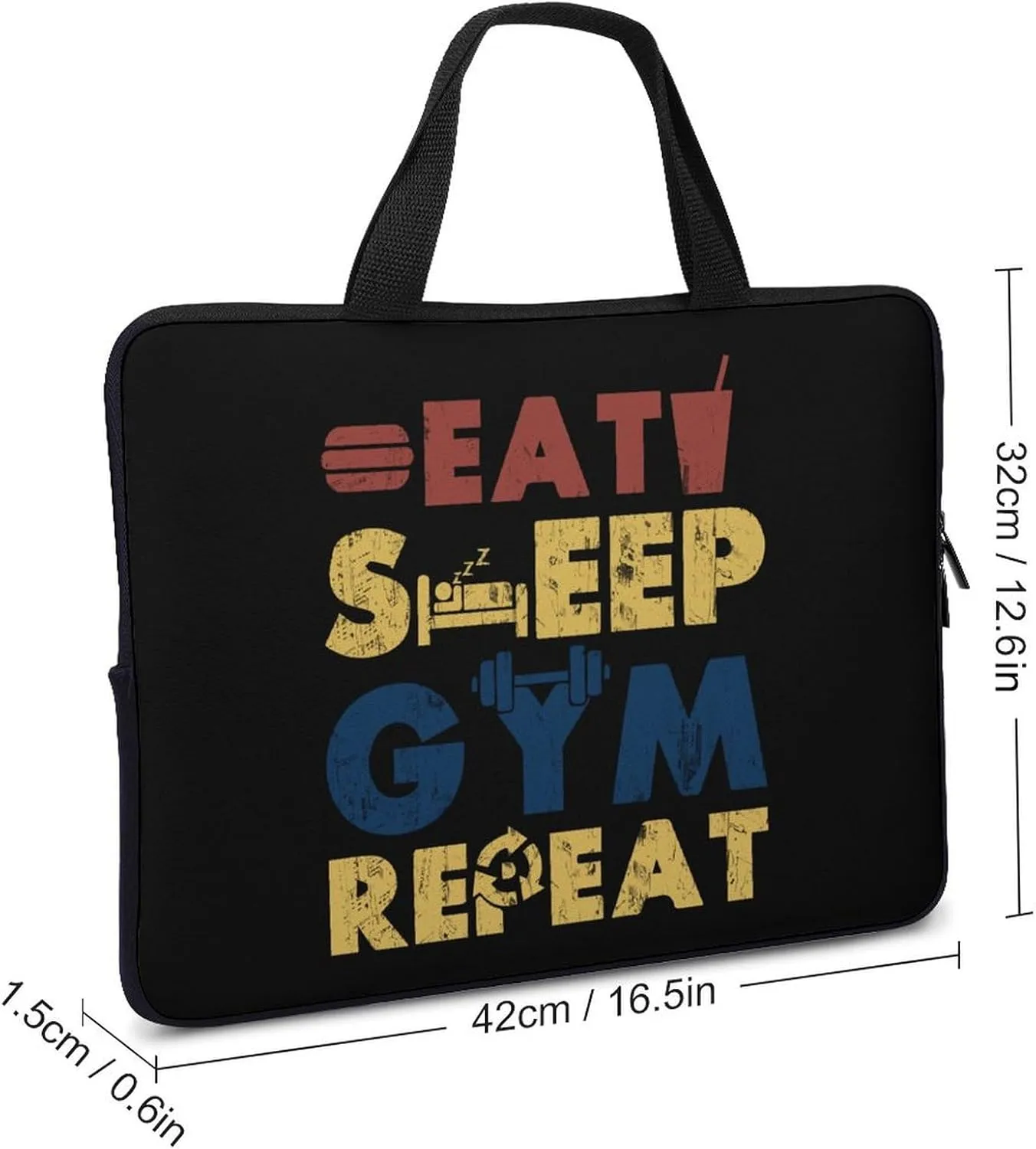 Eat Sleep Gym Laptop Bag Lightweight Computer Bag Laptop Carrying Case Handbag for Work Business