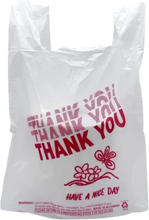 Economy Large Thank You T-Shirt Bags (1,000 Count), 11.5 x 6.5 x 21.5 in., 13 mic, Bulk, Grocery, Retail Bags