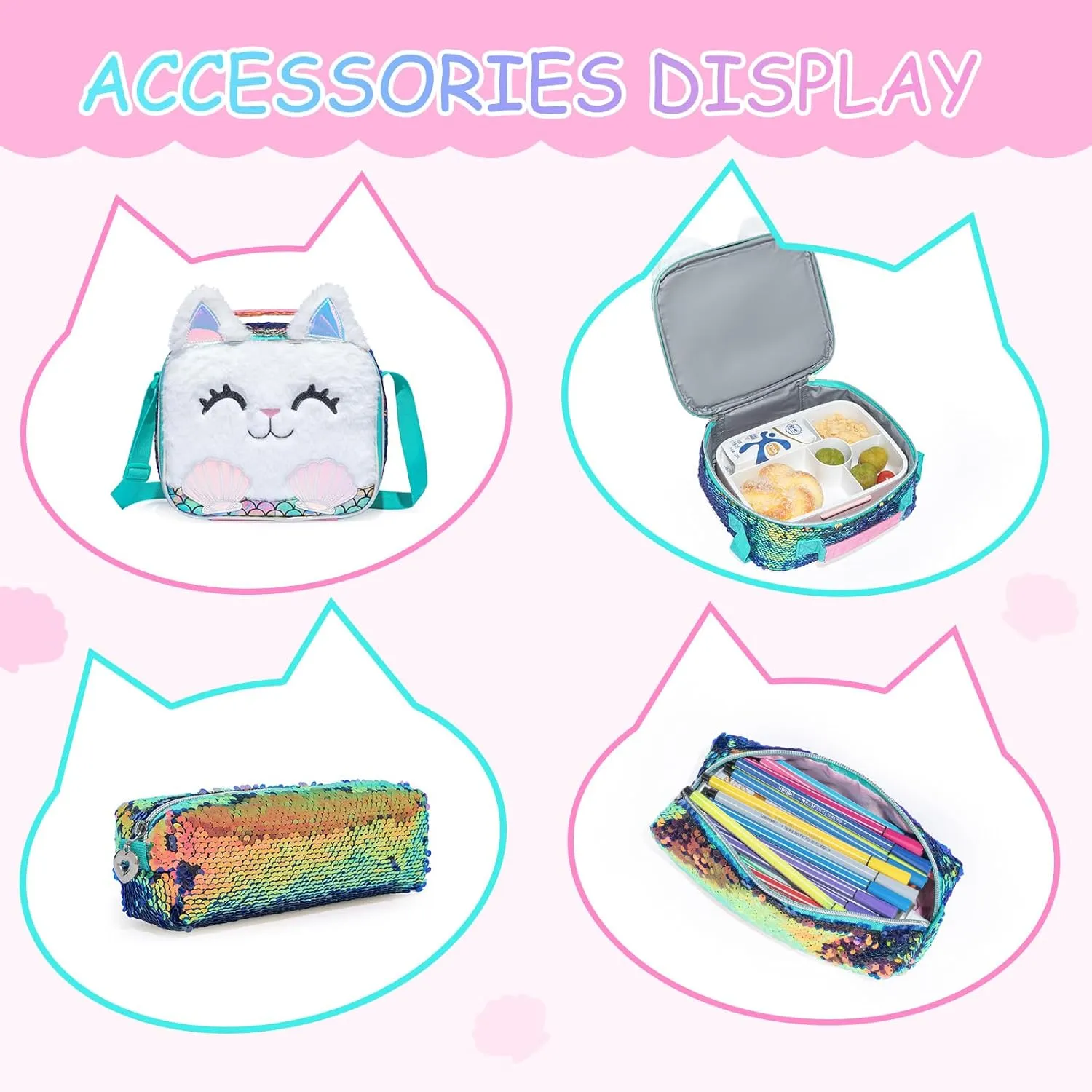 Egchescebo Kids Rolling Backpack for Girls With Wheels School Bags Elementary (5315-maomi-Champagne)
