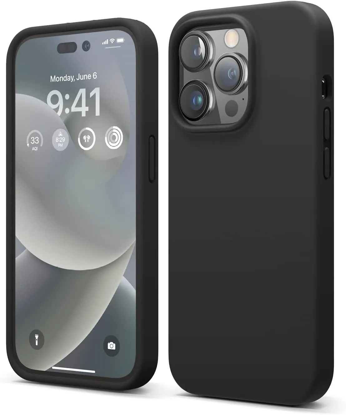 elago Compatible with iPhone 14 Pro Case, Liquid Silicone Case, Full Body Protective Cover, Shockproof, Slim Phone Case, Anti-Scratch Soft Microfiber Lining, 6.1 inch (Black)