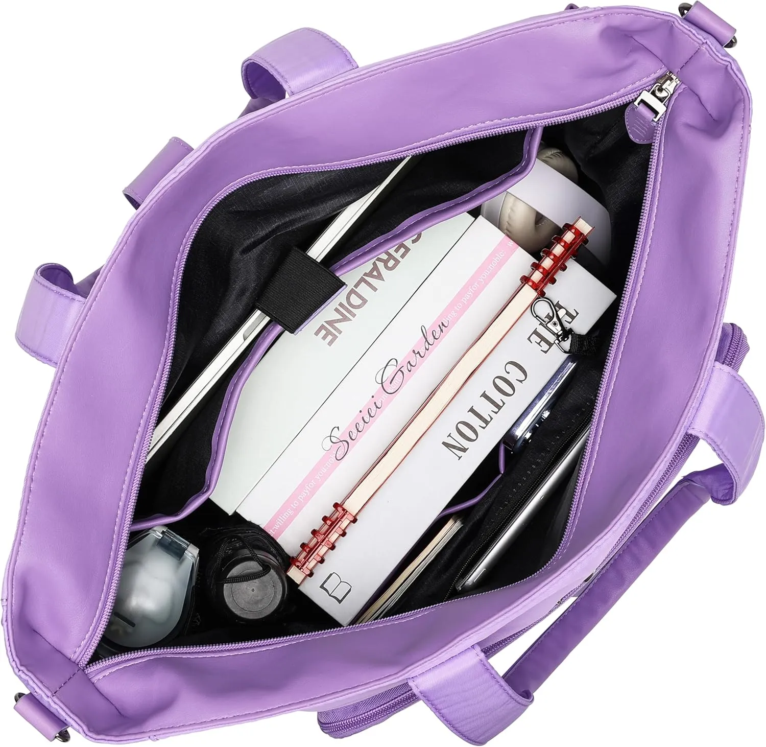 ELLE Voyage 25L Twill and Vegan Leather Weekender Tote Bag | Lavender