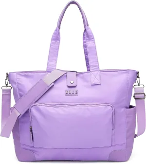 ELLE Voyage 25L Twill and Vegan Leather Weekender Tote Bag | Lavender