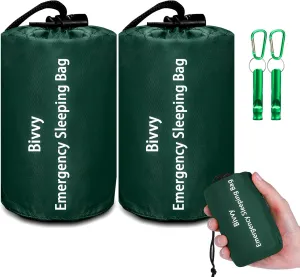Emergency Sleeping Bag Survival Bag, Cymuber Portable Waterproof Thermal Bivy Sacks Tac Bivvy Bags,Camping Mylar Sleeping Bag Survival Gear Emergency Blankets Survival Shelter