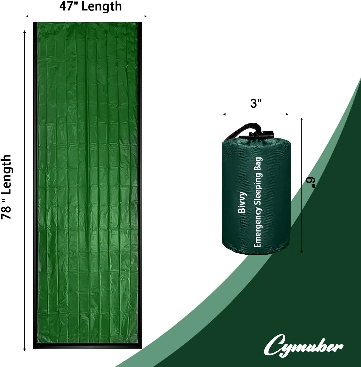Emergency Sleeping Bag Survival Bag, Cymuber Portable Waterproof Thermal Bivy Sacks Tac Bivvy Bags,Camping Mylar Sleeping Bag Survival Gear Emergency Blankets Survival Shelter