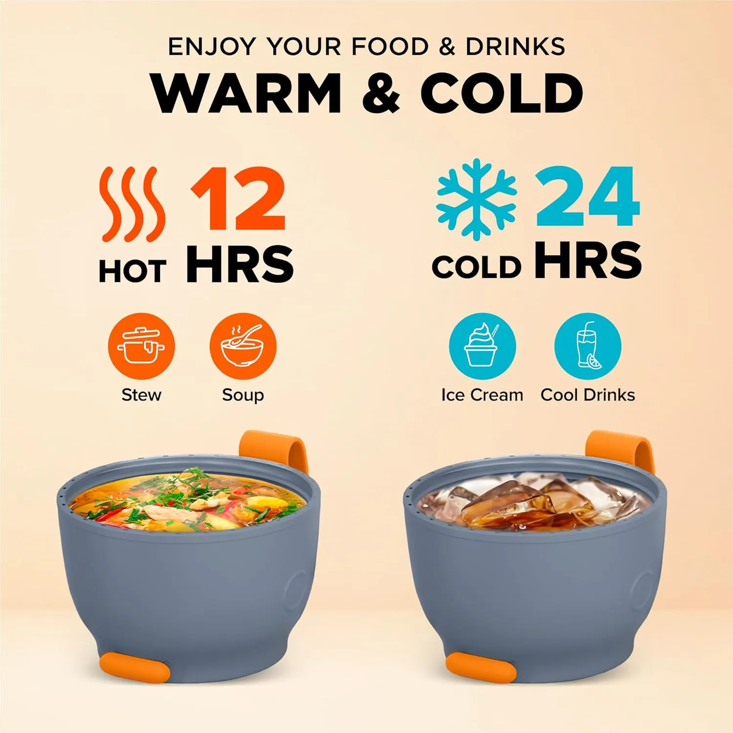 ENERGIFY Vacuum Insulated Food Jar Wide Mouth 24 Oz Soup Thermo with Folding Spoon - Thermal Lunch Containers for Kids & Adults - Leak Proof Stainless Steel Thermos for Hot Food Keep 12H and Cold 24