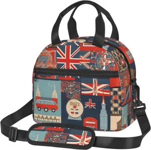England Symbols Lunch Bag for Women Men Insulated Lunch Box Reusable Leakproof Lunch Tote Bags Cooler Food Containers Large Meal Bag for Work Travel Outdoor