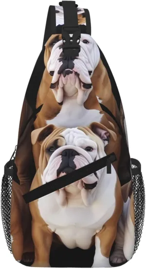 English Bulldogs Sling Bag For Women Men Travel Hiking Backpack Crossbody Shoulder Chest Bags Casual Daypack