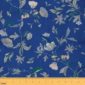 Erosebridal Cosmos Fabric by The Yard,Vintage Phony Waterproof Outdoor Fabric,Country Flowers Upholstery and Home Accents,Garden Floral Leaves DIY Art Decor for Sofa Couch,10 Yards,Blue Grey