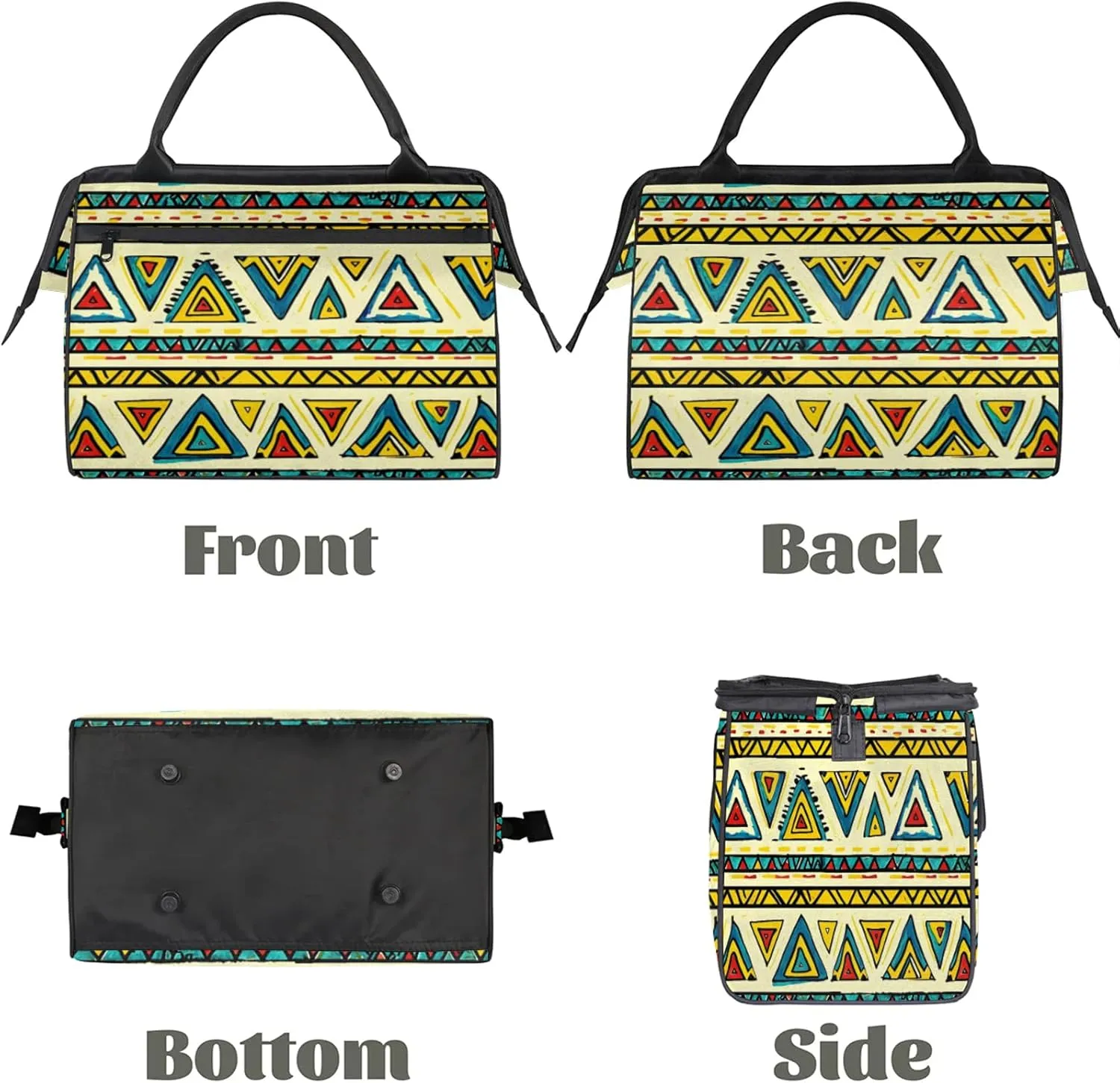 Ethnic Retro Colorful Large Travel Duffel Bag Gym Tote Bag for Women Men Waterproof Weekend Overnight Bag Carry On Tote Luggage with Pocket Personal Item Bags Sports Bag fit Travel Sports Gym Yoga