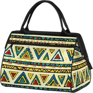 Ethnic Retro Colorful Large Travel Duffel Bag Gym Tote Bag for Women Men Waterproof Weekend Overnight Bag Carry On Tote Luggage with Pocket Personal Item Bags Sports Bag fit Travel Sports Gym Yoga