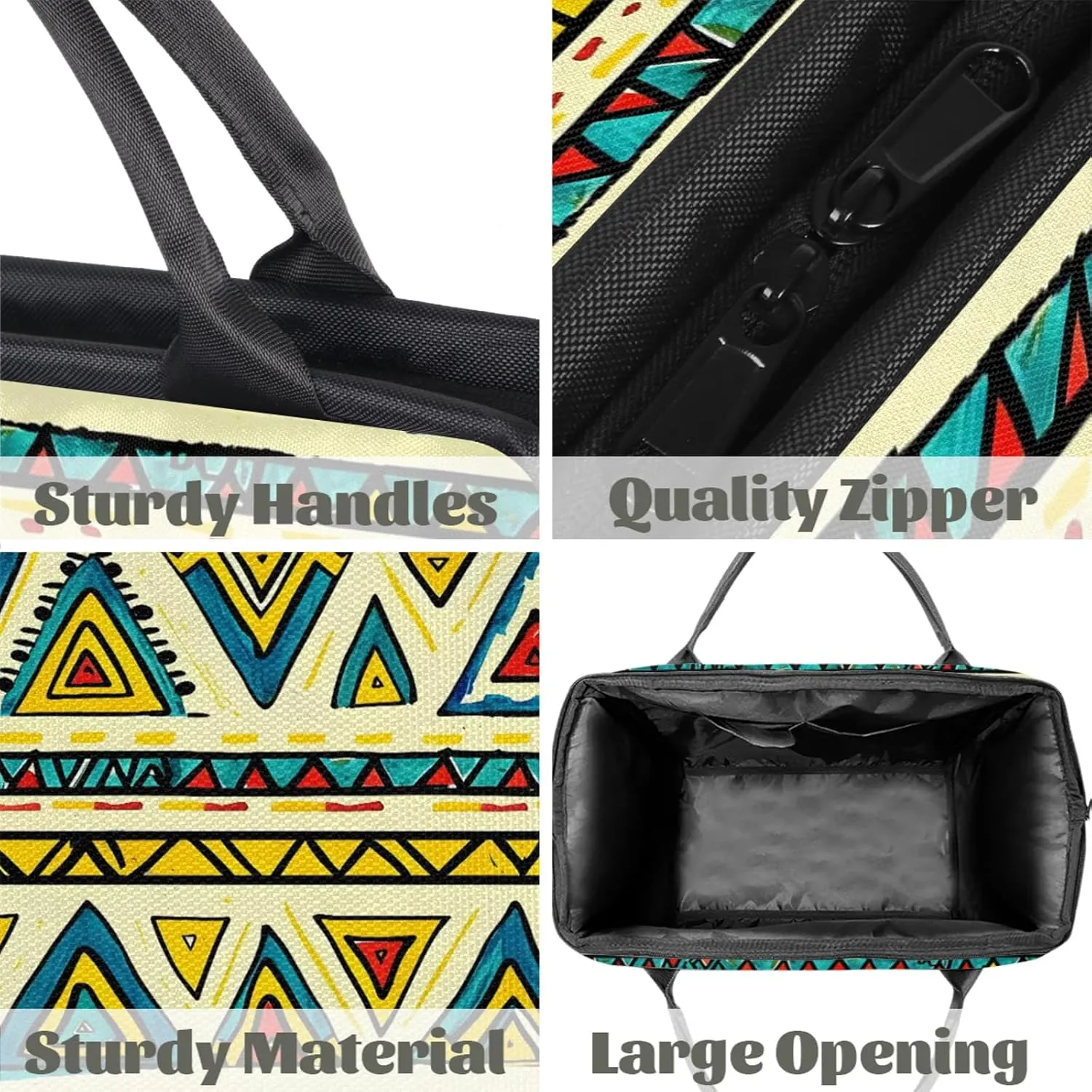 Ethnic Retro Colorful Large Travel Duffel Bag Gym Tote Bag for Women Men Waterproof Weekend Overnight Bag Carry On Tote Luggage with Pocket Personal Item Bags Sports Bag fit Travel Sports Gym Yoga