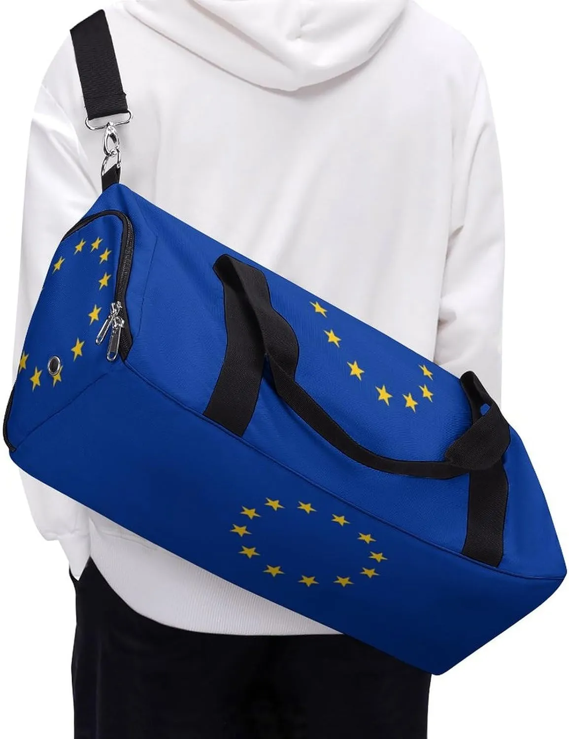 European Union Flag Travel Gym Bag with Shoe Compartment Waterproof Weekender for Sports Yoga Beach
