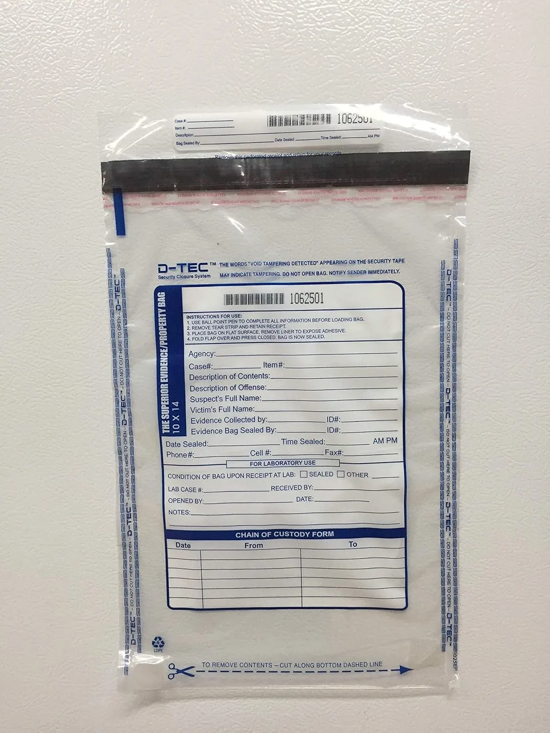 Evidence/Property Bag 10 by 14 Inch Clear Plastic (Package of 100)