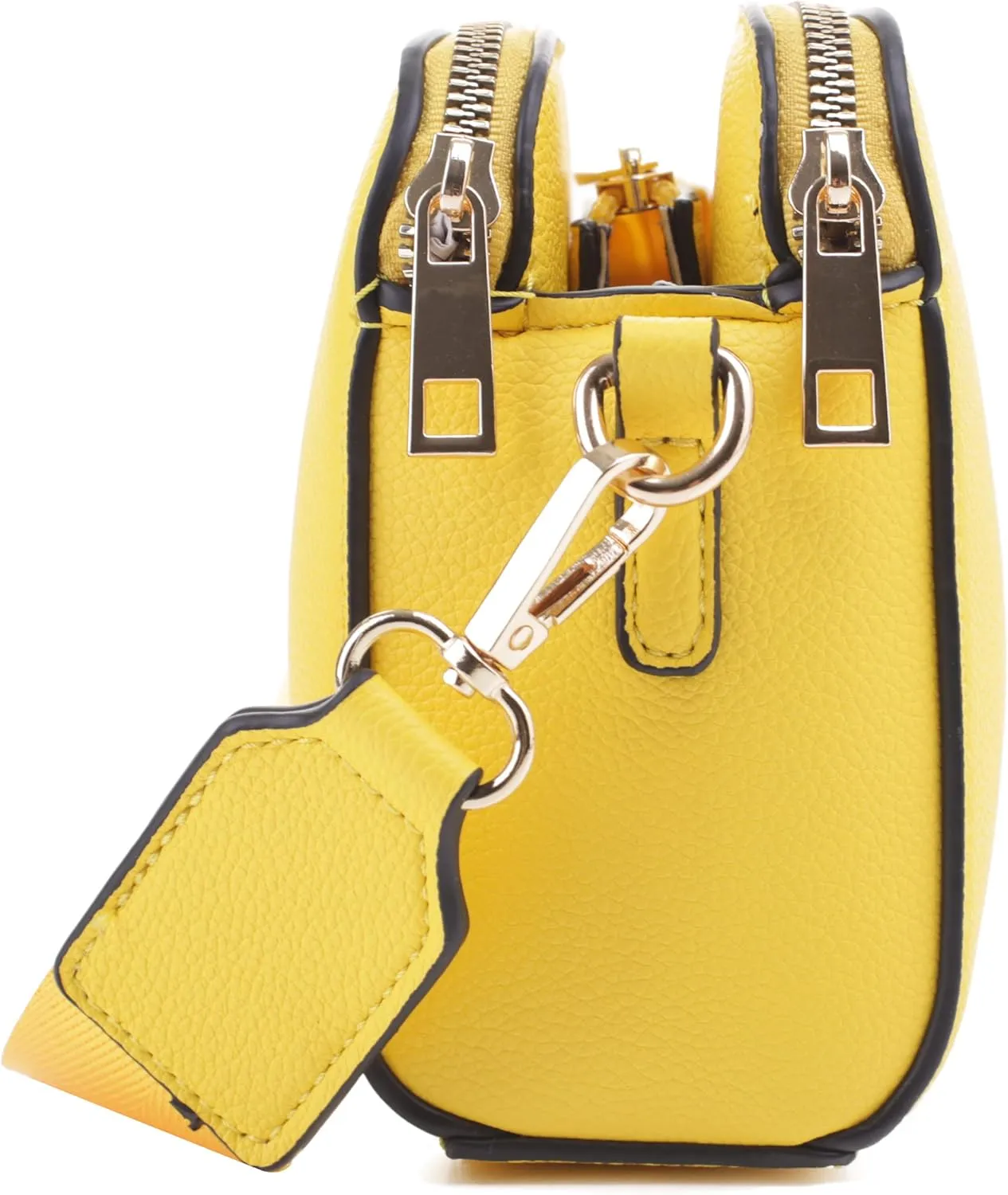 EVVE Crossbody Bags for Women Trendy Triple Zip Small Crossbody Camera Bag Purse with Wide Guitar Strap