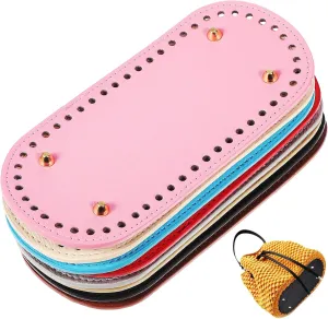 EXCEART PU Leather Bag Bottom Base with Holes 8pcs Oval Leather Bag Bottom Bases Purse Bottom Shaper Bag Bottom Shaper Pads Crochet Purse Making DIY Handbags