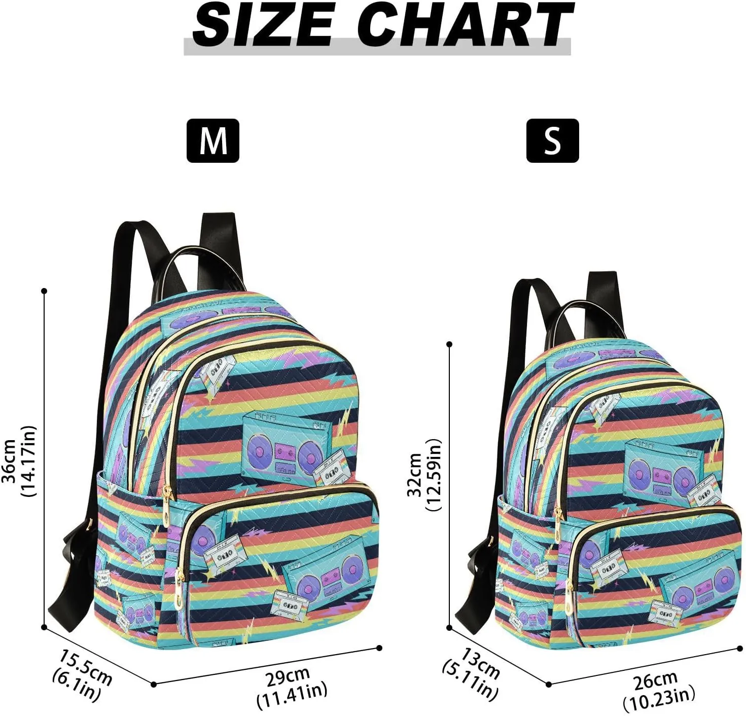 Exnundod Backpack Purse for Women Seamless Radio Tape Recorder Travel Backpack Casual Lightweight Daypack, Cassette Music