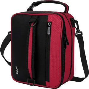 Expandable Insulated Lunch Bag, Leakproof Flat Lunch Cooler Tote with Shoulder Strap for Men and Women, Suitable for Work & Office, Red