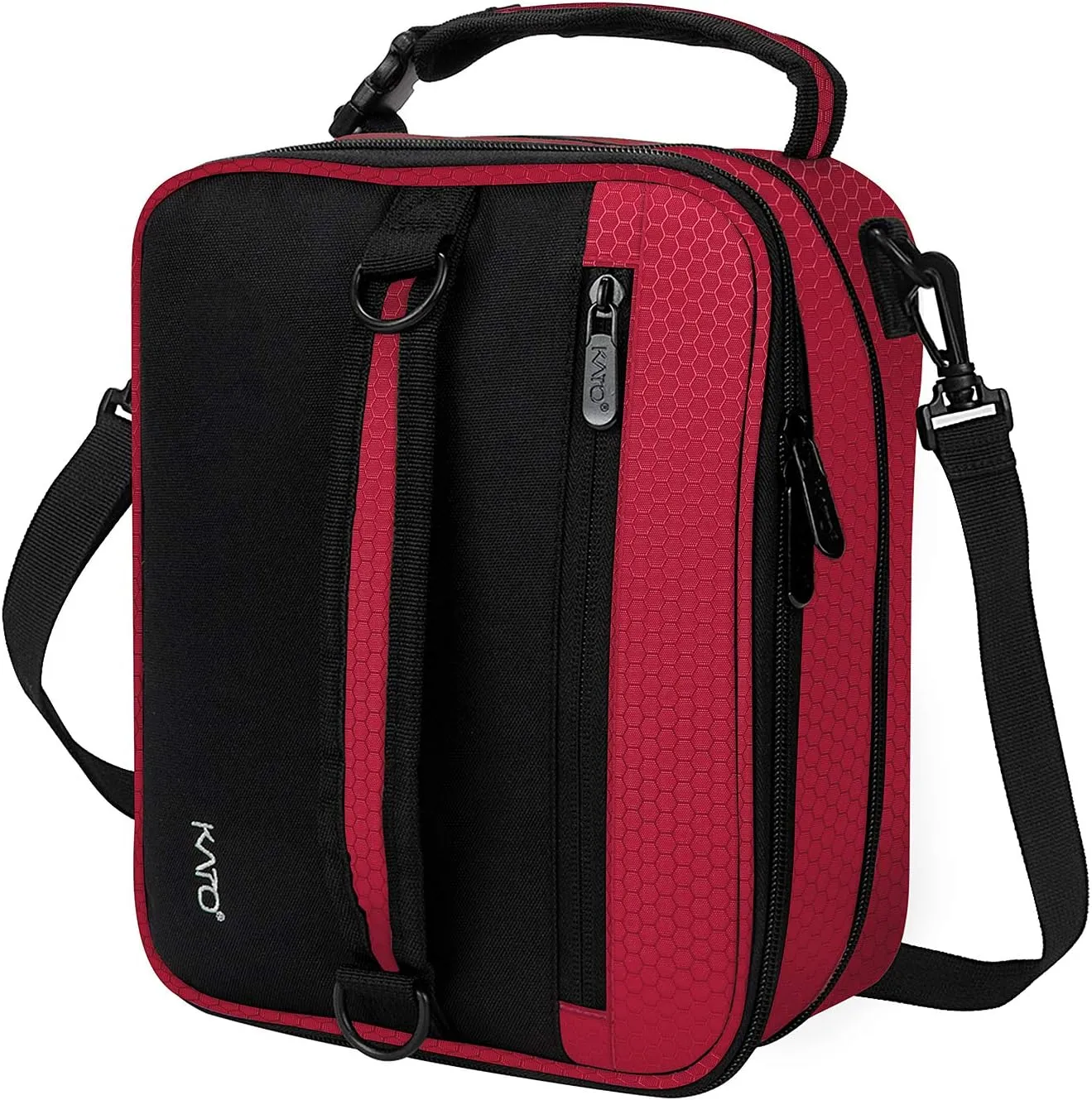 Expandable Insulated Lunch Bag, Leakproof Flat Lunch Cooler Tote with Shoulder Strap for Men and Women, Suitable for Work & Office, Red