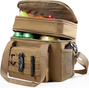 Expandable Lunch Box for Men, Insulated Tactical Lunch Bag - Leakproof Cooler with Padded Shoulder Strap, Reusable Lunch Tote Bag Thermal Lunchbox for Work Camping Picnic Beach, 18L