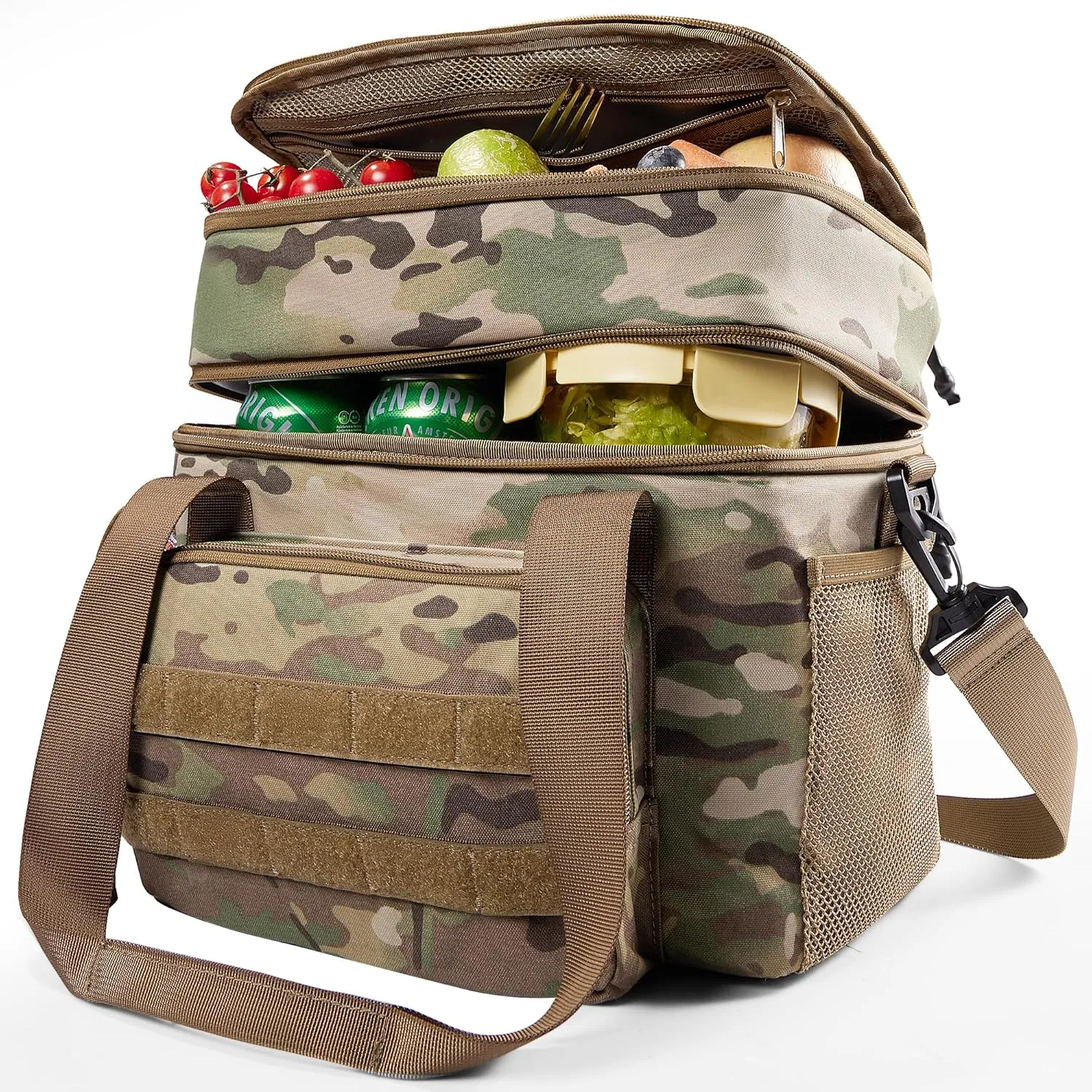 Expandable Lunch Box for Men, Insulated Tactical Lunch Bag - Leakproof Cooler with Padded Shoulder Strap, Reusable Lunch Tote Bag Thermal Lunchbox for Work Camping Picnic Beach, 18L