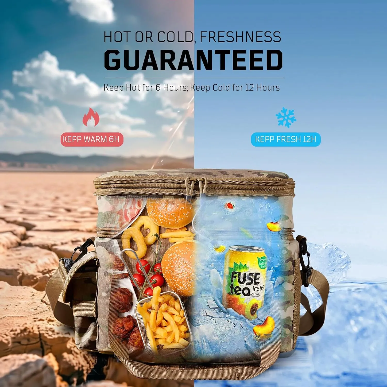 Expandable Lunch Box for Men, Insulated Tactical Lunch Bag - Leakproof Cooler with Padded Shoulder Strap, Reusable Lunch Tote Bag Thermal Lunchbox for Work Camping Picnic Beach, 18L