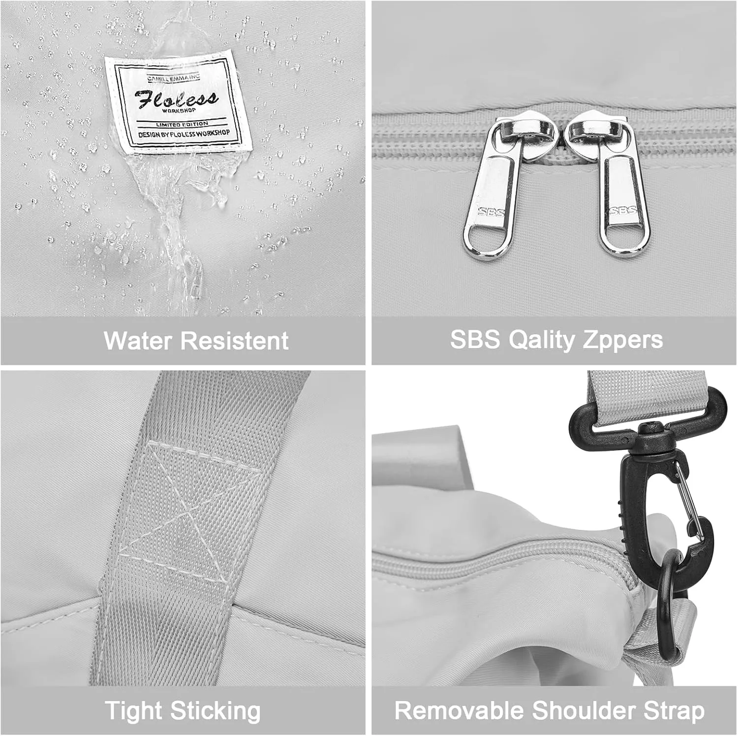 Expandable Travel Duffle Bag for Women Men, Large Gym Bag Travel Tote Bags, Waterproof Carry On Personal Item Bag Airline Approved, Overnight Workout Weekender Bag with Luggage Sleeve, Light Grey