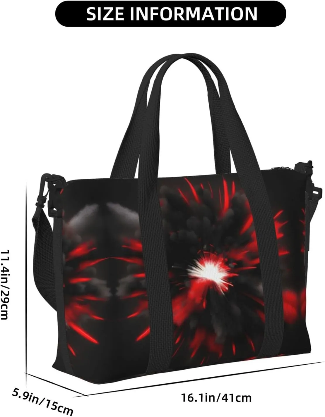 Explosion Burst Red Black Travel Bags, Weekender Carry On For Women, Sports Gym Bag, Workout Duffel Bag,Overnight