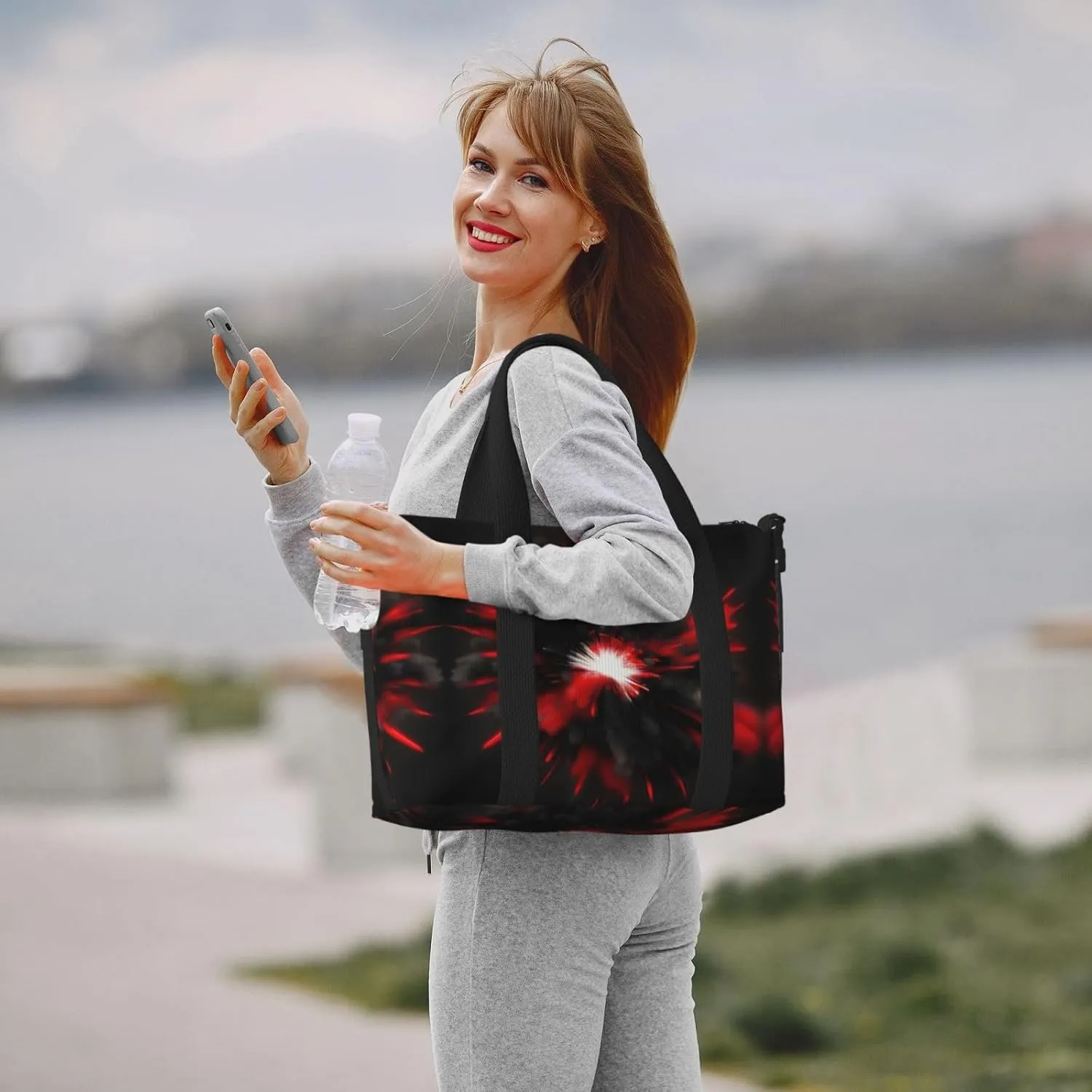 Explosion Burst Red Black Travel Bags, Weekender Carry On For Women, Sports Gym Bag, Workout Duffel Bag,Overnight