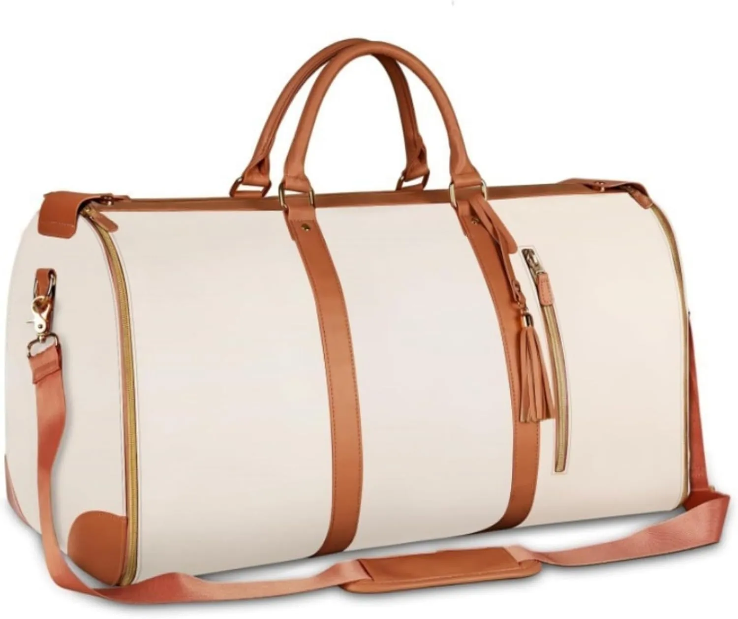 Extra Large Foldable Duffle Bag 20.5" 80L Capacity，Water Resistant Premium PU Leather，Lightweight Collapsible Storage Bag for Travel, Gym (Ear beige,52.07 * 25.4 * 31.75cm)